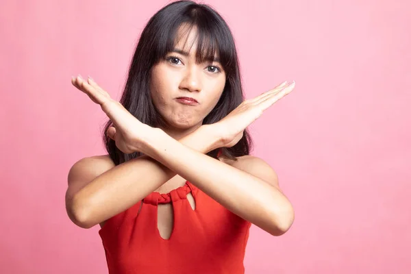 Gyönyörű, fiatal ázsiai nő nemet mond.. — Stock Fotó