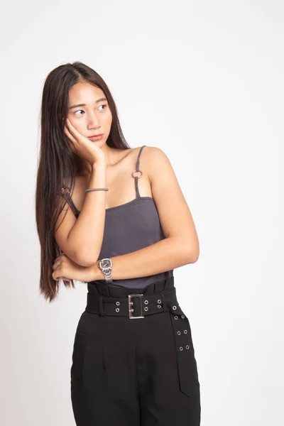 Gyönyörű fiatal ázsiai nő unatkozni. — Stock Fotó
