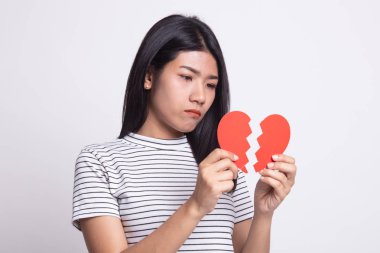 Güzel genç Asyalı kadın ile kırık kalp.