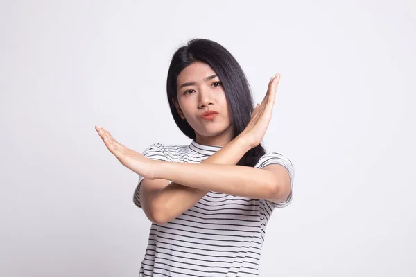 Vacker ung asiatisk kvinna säger nej. — Stockfoto