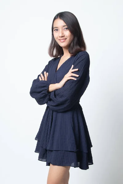 Portrait Belle Jeune Femme Asiatique Sur Fond Blanc — Photo