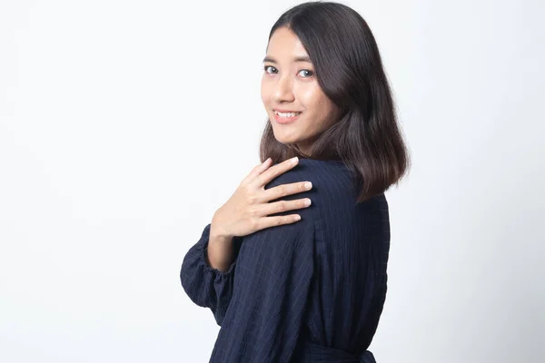 Ευτυχής Όμορφη Νεαρή Ασιατική Γυναίκα Άσπρο Φόντο — Φωτογραφία Αρχείου