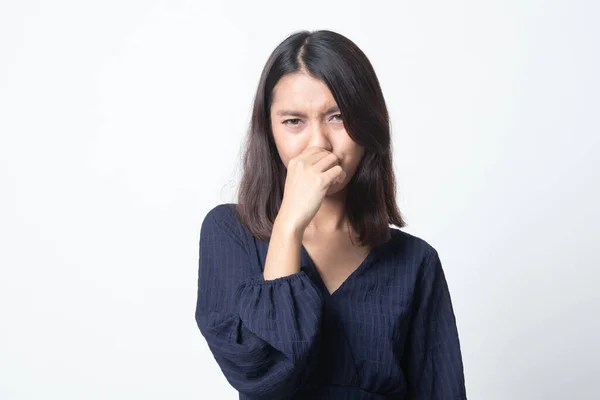 Jeune Femme Asiatique Tenant Son Nez Cause Une Mauvaise Odeur — Photo