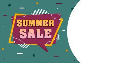 Yaz indirimi konsepti yatay afiş şablon tasarımı. Pankart, broşür, davetiye, poster tasarımı.