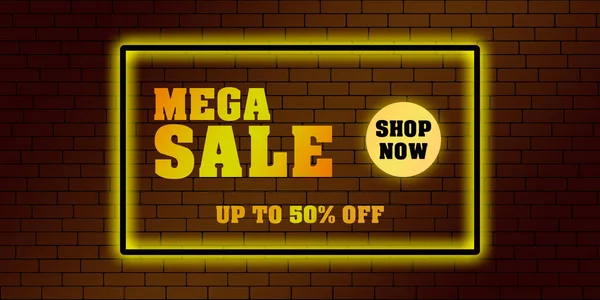 Abstract promo banner with mega discount on wall background