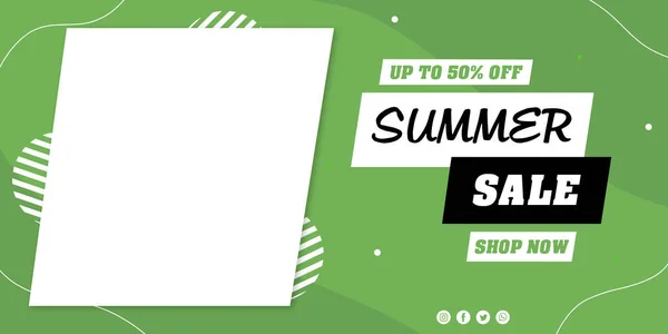 Sommar Försäljning Grön Banner För Rabatter Med Geometriska Former — Stockfoto