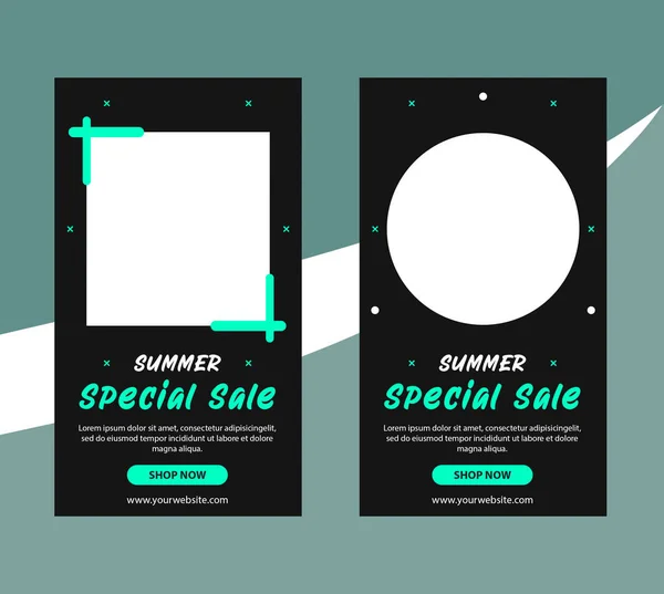 Instagram Stories Banner Template Special Sale Green Template Sale Social — Stock Photo, Image