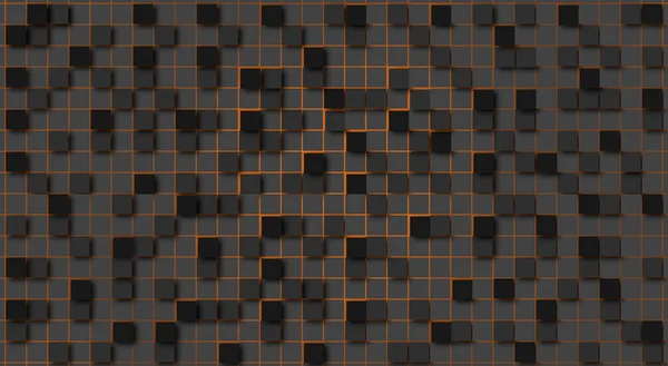 3 boyutlu kareler ve turuncu renklerle soyut bir arkaplan. Geometrik şekilli ve efektli modern arkaplan.