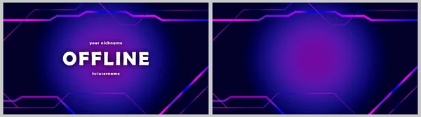 Twitch offline abstract hud screen banner 16:9 for stream. Offline purple-blue background with gradient lines. Screensaver for offline streamer broadcast. Streaming offline screen. Twitch background