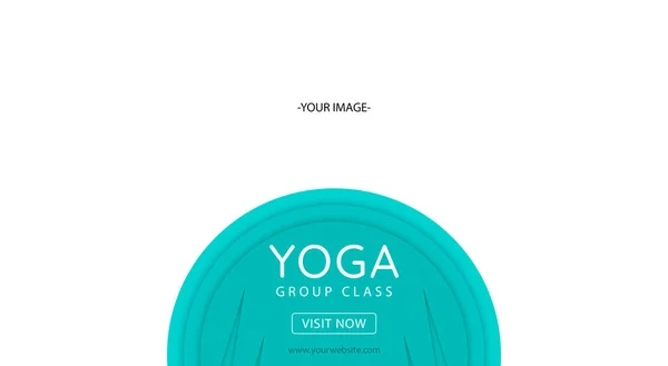 Yeşil geometrik şekilli ve desenli sınıf için yoga afişi şablonu.
