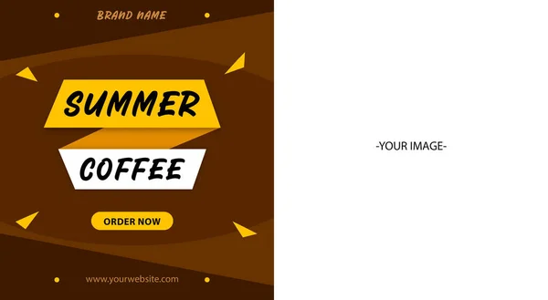 Zomer Koffie Banner Sjabloon Ontwerp Met Abstracte Vormen Kan Gebruikt — Stockfoto