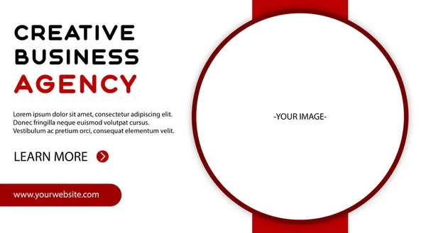 Баннер Креативного Бизнес Агентства Соблазняет Дизайном Минимальными Красными Элементами Рамкой — стоковое фото