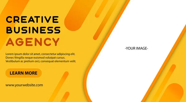 Creative Business Agency Banner Template Abstract Design Yellow Background Orange — Stock Photo, Image