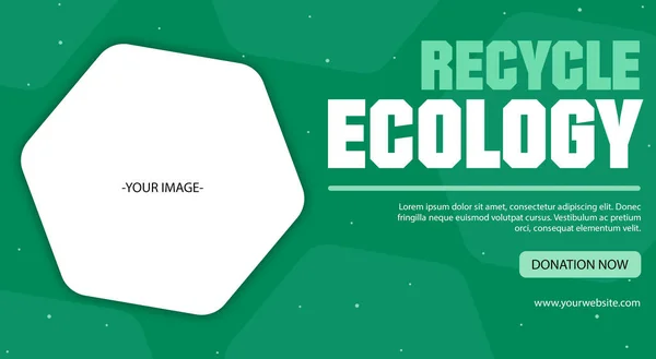 Recycler Conception Modèle Bannière Écologique Avec Cadre Fond Vert Peut — Photo