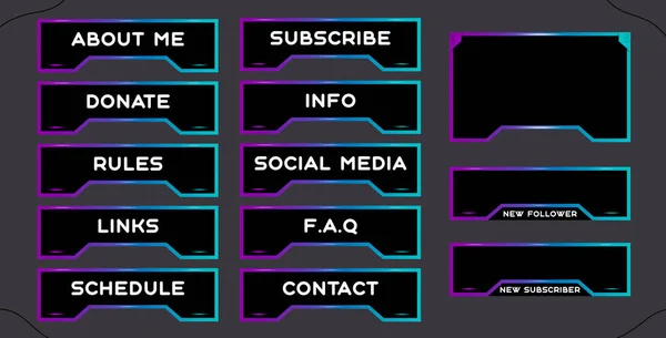 Zestaw Twitch Nowoczesnych Różowo Niebieskich Paneli Gier Nakładek Streamerów Żywo — Zdjęcie stockowe