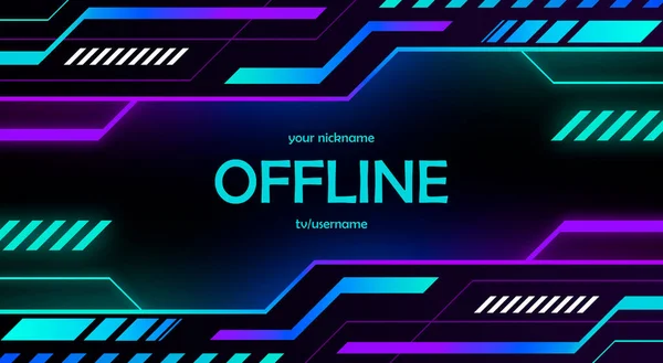 Offline twitch hud screen banner 16:9 for stream. Offline background with geometric gradient shapes. Screensaver for offline streamer broadcast. Streaming offline screen. Screen twitch background
