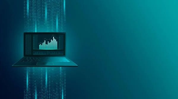 Cuadro Financiero Bursátil Diagrama Comercial Portátil Comercio Línea Través Ordenador —  Fotos de Stock