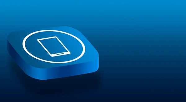 Третья Кнопка Иконкой Телефона Икона Объемной Платформе Мобильный Значок Экран — стоковое фото