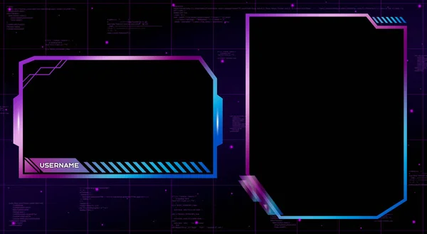 Twitch Face Cam, Web Kamerası ve canlı yayın için sohbet. Gradyan tasarım. Sohbet pencereli oyun kamerası. Çevrimdışı yayın. Ekran arka planı seğirmesi
