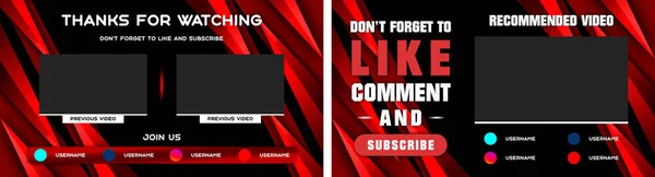 Kırmızı Desenli Kırmızı Çizgili Youtube End Ekranı Youtube Video Şablonu — Stok fotoğraf