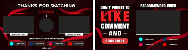 Kırmızı Desenli Kırmızı Çizgili Youtube End Ekranı Youtube Video Şablonu — Stok fotoğraf