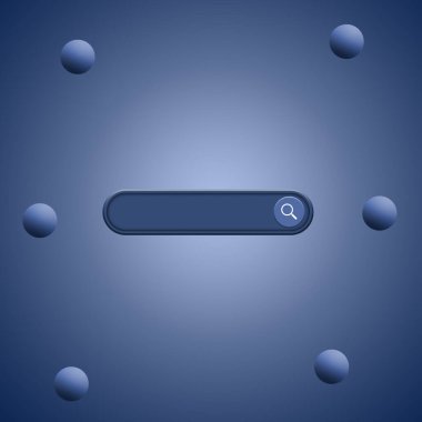 ui için arama barı, tasarım ve web sitesi, taşaklı sosyal medya. Arama adresi ve gezinme çubuğu simgesi. Sosyal medya arama simgesi. 3d hazırlayıcı