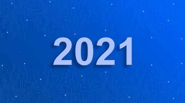 2021 yıllık teknoloji afişi tasarımı. Mutlu yıllar. İyi tatiller. Mutlu noeller. 3d hazırlayıcı