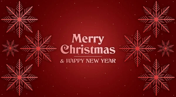 Merry Christmas banner with a red snowflakes on red background. Happy new year. Happy holidays. Christmas posters, postcards, cards. 3D rendering