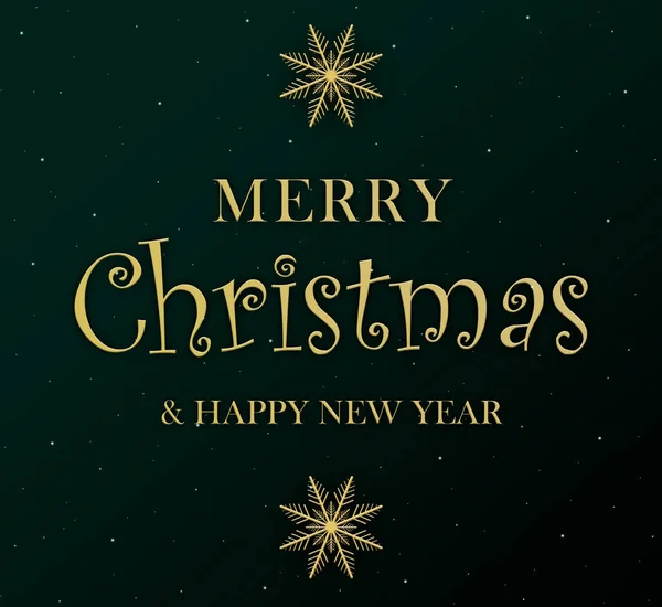 Merry Christmas banner with a golden snowflakes on green background. Happy new year. Happy holidays. Christmas posters, postcards, cards. 3D rendering