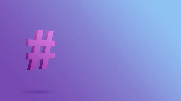 Hashtag Online Symbol Mediów Społecznościowych Koncepcja Społeczna Purple Tag Renderowanie Obrazy Stockowe bez tantiem