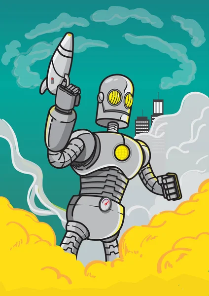 Poster İllüstrasyonunda Klasik Robot Karakteri