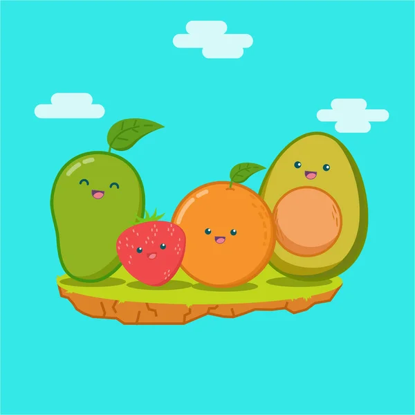 Cute Fruits in Cartoon Illustration