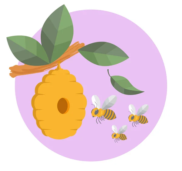 Bees Honey Nest — Stock Vector