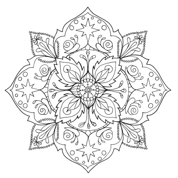 Mandala em estilo mehendi. desenho de contorno de criatividade. impressão em roupas —  Vetores de Stock