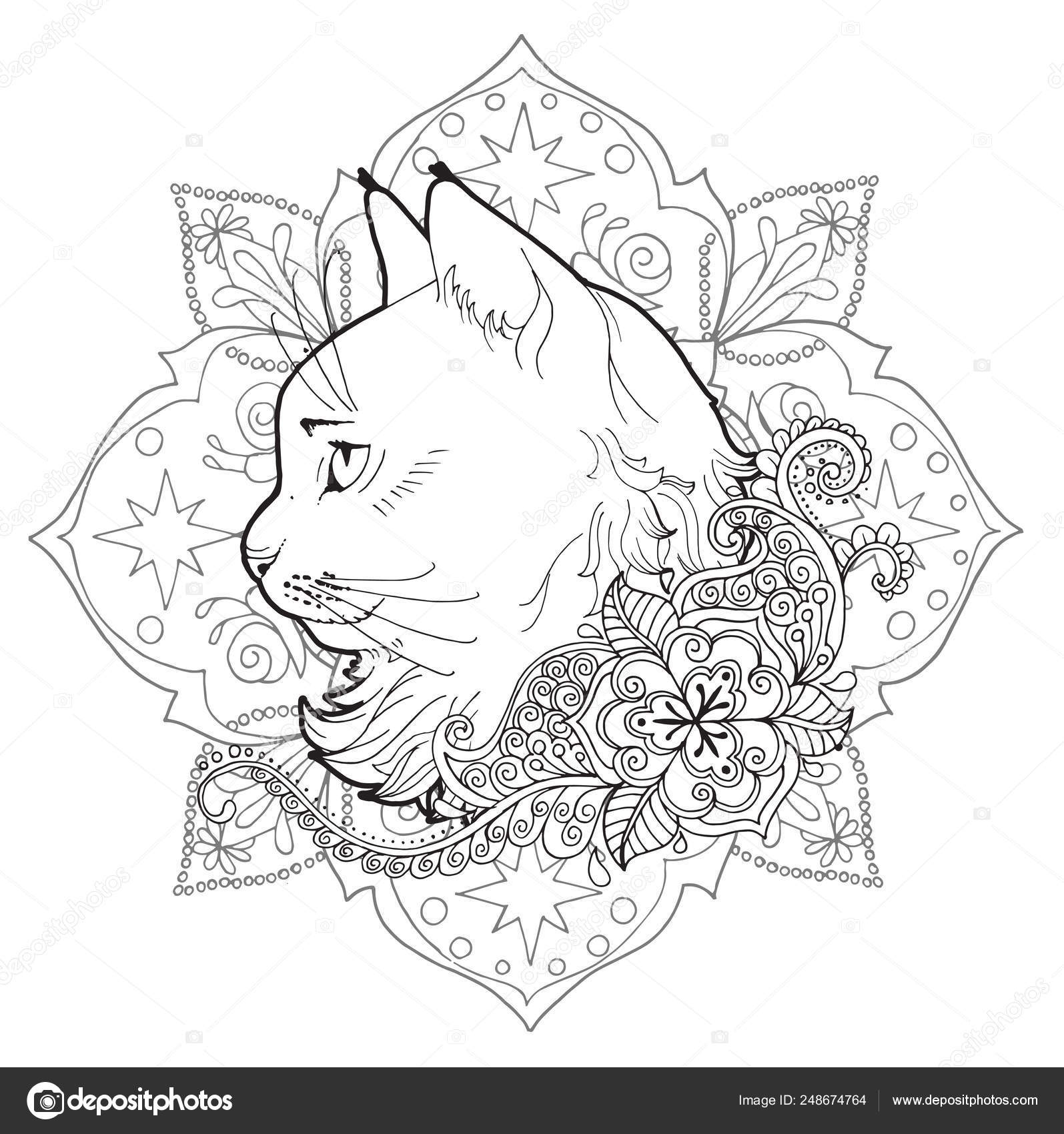 Desenho de maquiagem para gatos para colorir