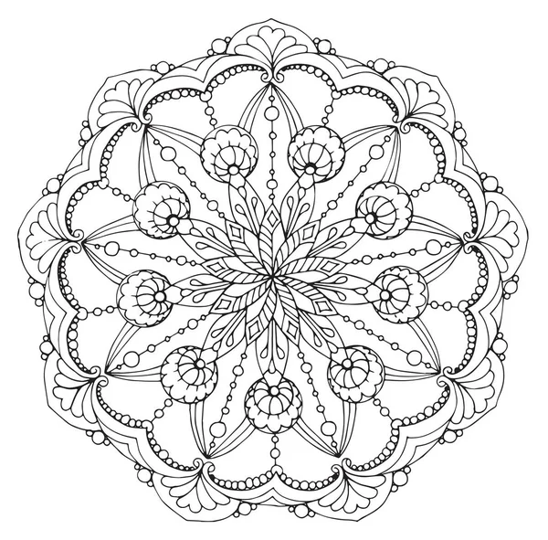 Mandala fantasía modelada. patrón de hojas y gotitas — Archivo Imágenes Vectoriales
