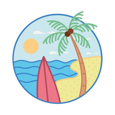 Yaz sahili sörfü Palm Illustration