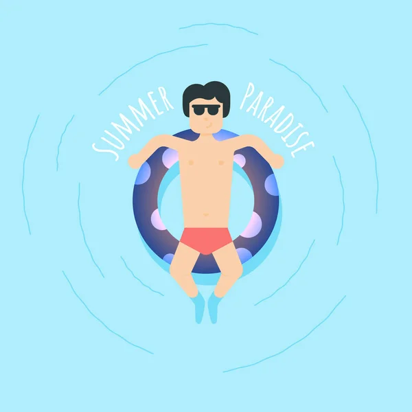 Cool Hombre Piscina Verano Paraíso — Vector de stock