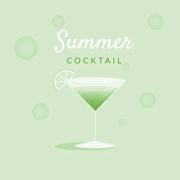 Illustrazione Cocktail Verde Calce Fresca — Vettoriale Stock