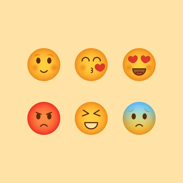 Emoji Set Gesichtssymbole Sammeln — Stockvektor