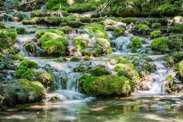 Green waterfall cascade of Franconian Switzerland