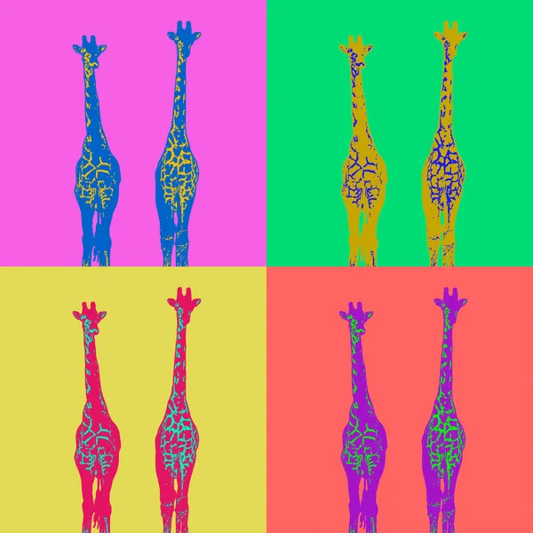 Pop Art Con Giraffe Nello Stile Andy Warhol — Foto Stock