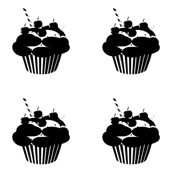 Fondo Blanco Negro Estilo Pop Art Con Cupcake — Foto de Stock