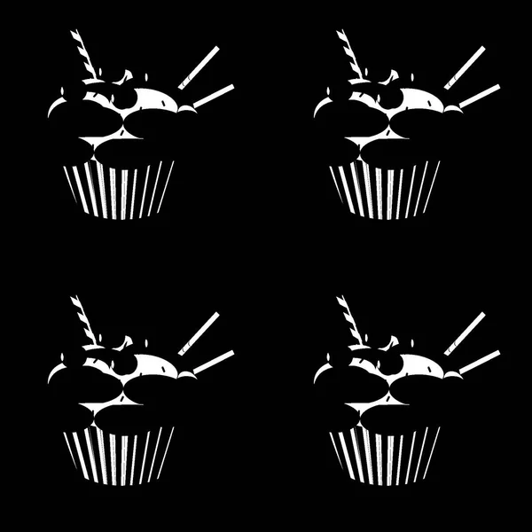 Fundo Preto Branco Estilo Pop Art Com Cupcake — Fotografia de Stock