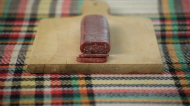 Kesme geleneksel Bulgar düz sosis lukanka denilen