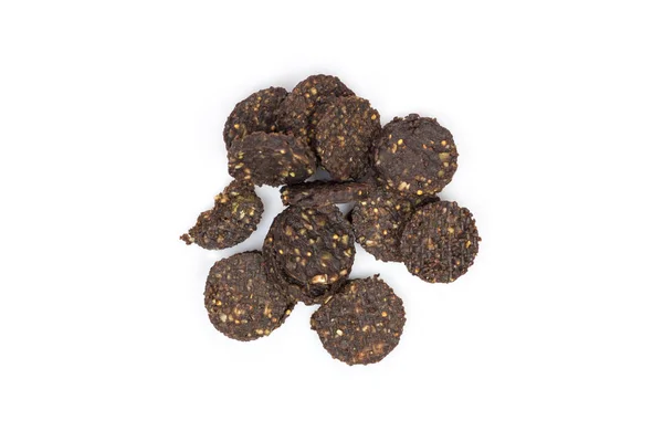 Biscuiți Fără Gluten Ciocolată Vanilie Probiotice Fundal Alb — Fotografie, imagine de stoc