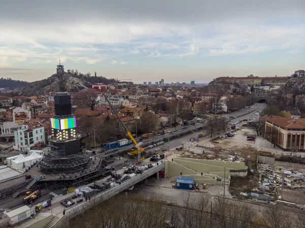 Plovdiv Bulgaria January 2019 Main Tower Stage Opening Event European — Stock Photo, Image