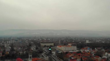 Plovdiv, Bulgaristan - 05 Ocak 2019 - ana kule ve Avrupa kültür başkenti - Plovdiv 2019 açılış etkinliği için sahne. Yapısı Bulvarı'nda inşa süreci