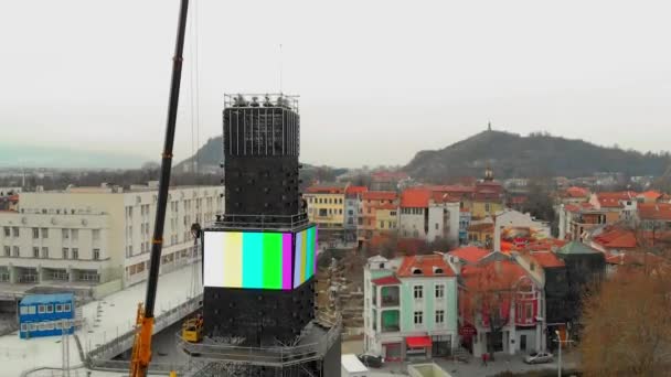 Plovdiv Bulgarije Januari 2019 Main Tower Podium Voor Openingsavond Van — Stockvideo