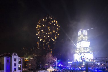 Avrupa kültür başkenti - Plovdiv 2019, Bulgaristan açılış etkinliği için Plovdiv, Bulgaristan - 12 Ocak 2019 - havai fişek.